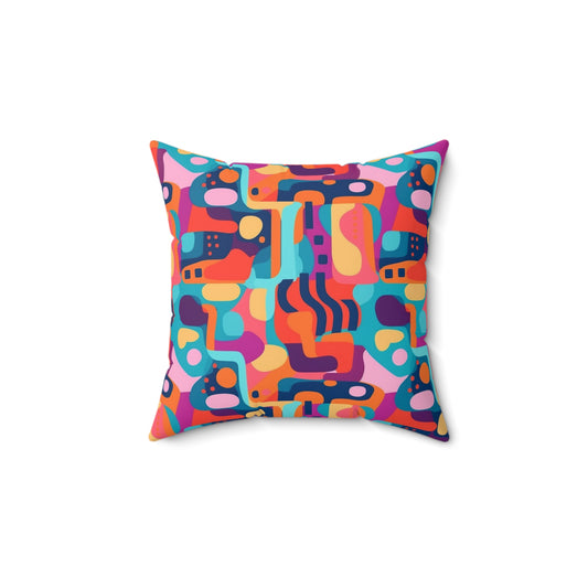"Artistic Fusion: Abstract Colors and Shapes 14" x 14" Throw Pillow"